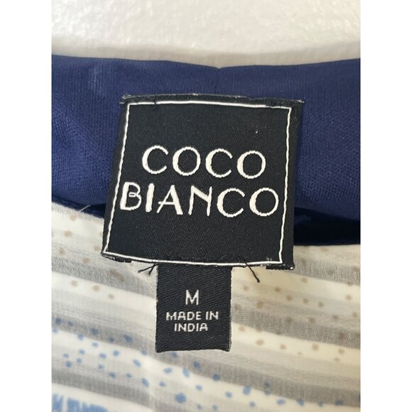 Coco Bianco Womens Medium Striped Lightweight Top With Cut-Out Sleeves & Crew Ne - Picture 4 of 6